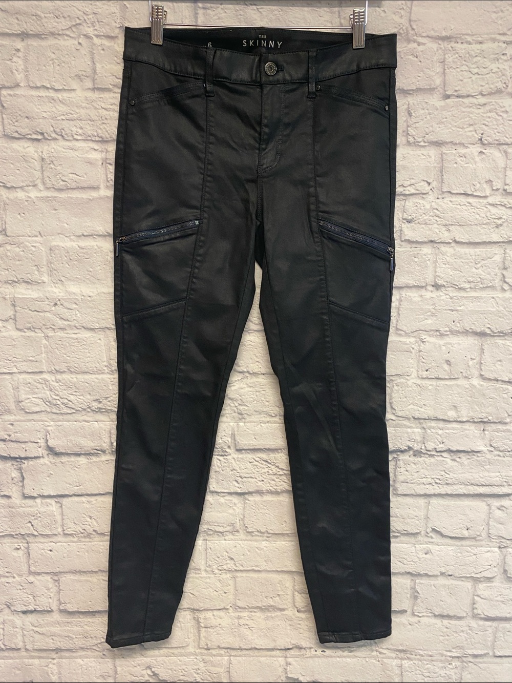 White House Black Market Black Coated Skinny Pants Size 6